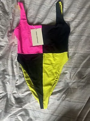 Mara Hoffman Idalia Geometric Color Block High Swimsuit High Cut One Piece M NWT • $150
