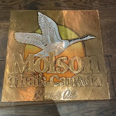 VINTAGE MOLSON Beer Sign BEER AND ALE THAT'S CANADA ADVERTISING TIN & Micaboard • $20