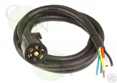 Universal 7 Way Trailer Cord RV Camper Connector Cable With Molded Plug 7 Ft • $18.99