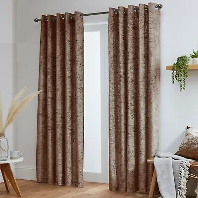 £3.99 • Buy Pair Crushed Velvet Curtains Eyelet Ring Top Fully Lined- Black - Silver - White