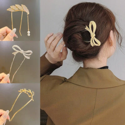 $2.06 • Buy U-Shape Hair Pins Tassel Hair Fork Womens French Twist Magic Hair Comb Headwear