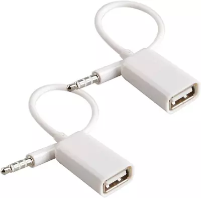 AUX To USB Adapter Cable 3.5mm Male To USB 2.0 Female 2Pk For MP3 In Car • $10.99