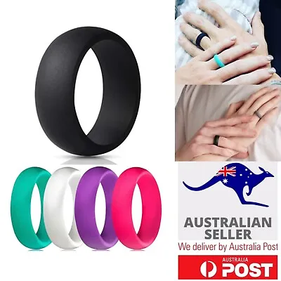 Silicone Wedding Ring Rubber Bands Flexible Comfortable Safe Work Sport Gym 1pc • $5.45