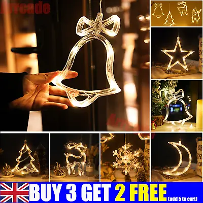 £6.99 • Buy Christmas Window Hanging LED Light Xmas Ornament Suction Cup Battery Home Decor