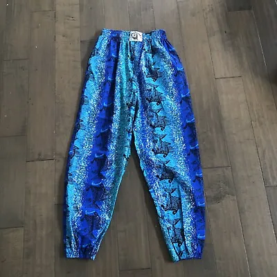 Vintage 80s Muscle Gym Workout Lifting Pants Bright Blue PARADISE  Jogger M FISH • $55