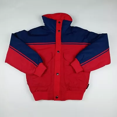 PACIFIC TRAIL Snap Zip Up Snow Ski Jacket Hooded Red Blue Youth Kids Size 12 • $15