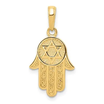 14K Yellow Gold Jewish Hand Of God W/Star Of David Pendant Gift For Women • £185.23