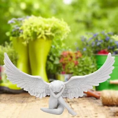 £10.72 • Buy Retro Resin Angel Wing Figures Statue Crafts Bedroom Desk Decor Ornament Gift UK