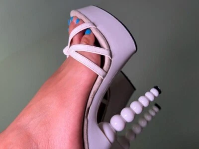 £98.89 • Buy White Stripper Mule Pleaser Heels