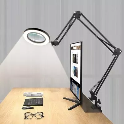 Magnifying Glass Desk Lamp With 3-Section Swing Arm And Big Clamp 33 Inch • $68.11