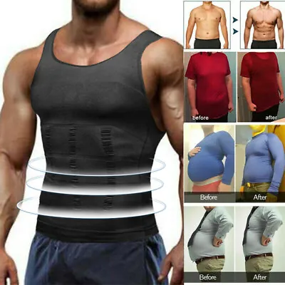 MEN SLIMMING VEST Body Shaper Slim Chest Belly Waist Boobs Compression Shapewear • £13.79