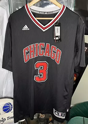 NBA Adidas Dwyane Wade Jersey Shirt Chicago Bulls Mens XL Black Short Sleeve New • $0.99