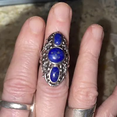 Sterling Lapis Ring.  Size 6.   • $37