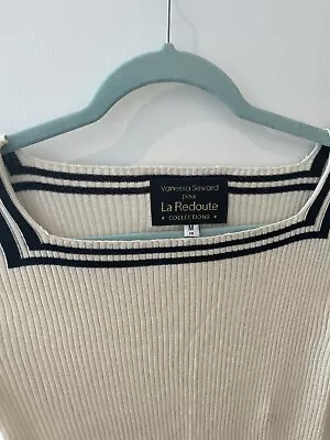 Vanessa Seward For La Redoute Sailor Ribbed Top Cream Navy - M - BNWOT • £25