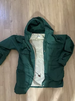 Vtg LL Bean Baxter State Parka Jacket Men’s MD Long Green Full Zip Button USA • $40