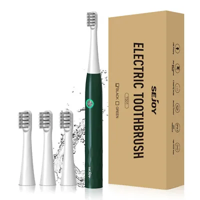 SEJOY Electric Toothbrush Sonic Travel Case 4 Replacement Heads USB Rechargeable • $24.99