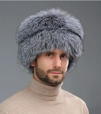 100% Real Full Skin Fox Fur Hat Men's Hat Mongolian Hat Winter Outdoor Warm Hat • $59.88