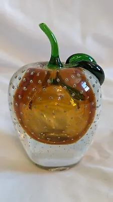 MURANO Italy ALFREDO BARBINI Fruit APPLE Bookend YELLOW GOLD PAPERWEIGHT 5  X 3  • $44.99