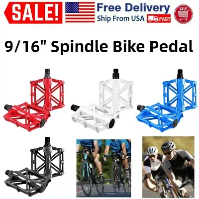 2Pcs 9/16  Bike Pedals Mountain Road Bicycle Flat Platform Non-Slip MTB Cycling • $15.86