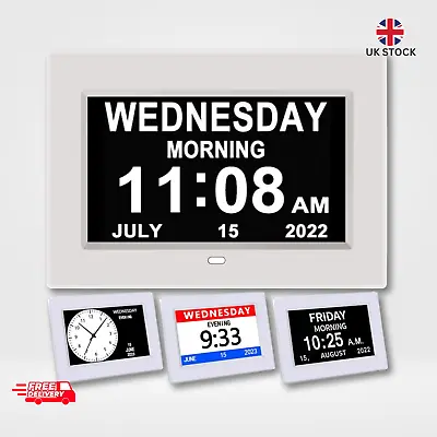 CAZOKASI Clock With Day And Date For Elderly Calendar Digital Alarm Options Lev • £38.99