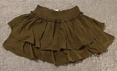 Zara Kids Girls Tiered Ruffle Olive Green Skirt 7/8 • $12