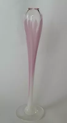 1990 Vintage Steven Maslach Studio Art Glass Crocus Tulip Flower Vase Pink 11 T • $27.50