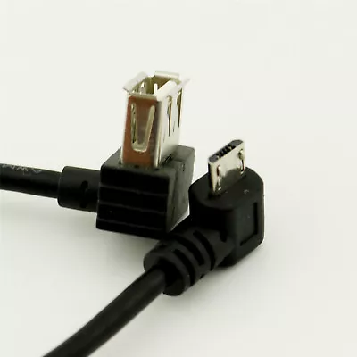 30cm Micro Male Left Angled To USB 2.0 A Female Angled Extension Adapter Cable • $1.69