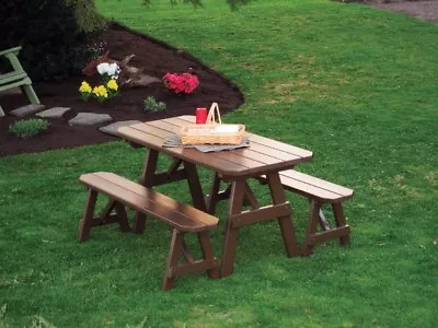 A&L Furniture Co. Amish-Made Pine Traditional Picnic Table & Bench Set - 4 Sizes • $499