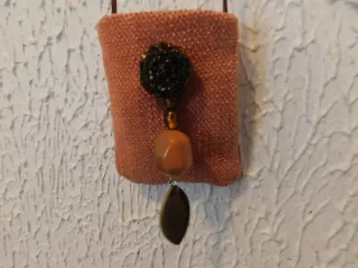 Coral Colored Handmade Medicine/Amulet Bag - Necklace Purse - Unisex Neck Purse • $15