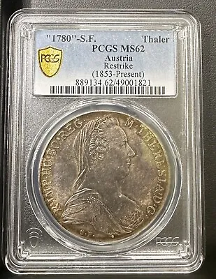 1780 S.F.  Maria Theresa Silver Thaler Restrike Coin (1853-Present ) PCGS • £159.25