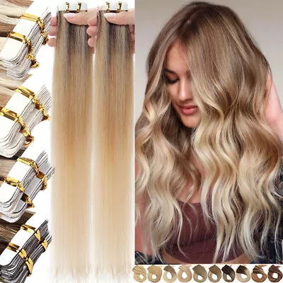 Invisible Tape On Extensions Tape In Remy Human Hair Seamless Skin Weft Ombre • $35.25