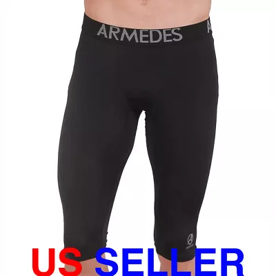 ARMEDES Men's Compression Pants Baselayer Cool Dry Sports Capri Leggings AR 171 • $15.09