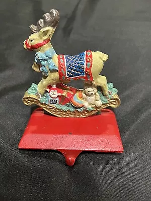 Vtg Midwest Rocking Horse Reindeer Cast Iron Stocking Hanger Holder • $11.49