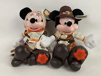 Disney Mickey And Minnie Mouse Bean Bag Plush Pilgrims 2007 Thanksgiving • $15.95