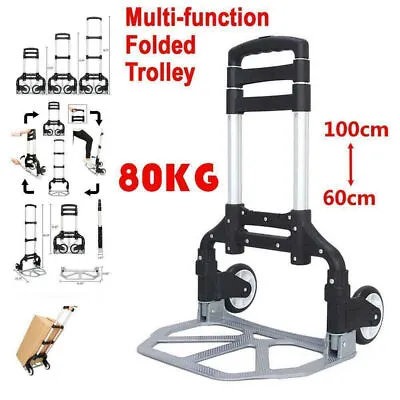 £23.79 • Buy 80KG Heavy Duty Foldable Hand Sack Truck Barrow Cart Trolley Cart Castor Wheels