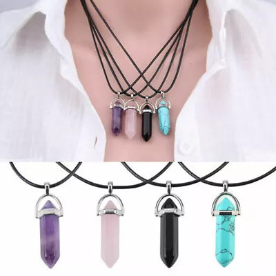 $3.61 • Buy Fashion Crystal Quartz Point Hexagonal Healing Pendant Chakra Necklace Gemstone