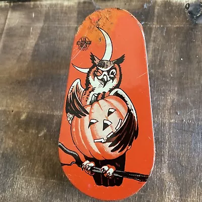 Vintage Halloween Metal Noise Maker Owl Jack O’ Lantern Moon US Metal Toy • $25