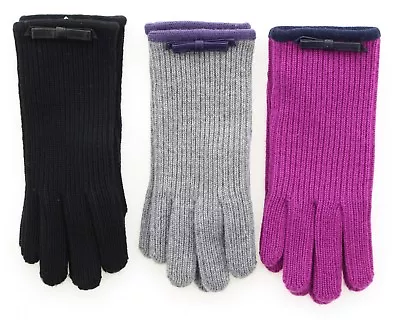 Coach Women's Winter Gloves Merino Wool Leather Trimmed Glove 83883 $68 • $34.99