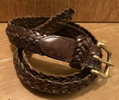 COACH Men's Belt SZ 34 85 CM Dark Brown Braided Woven Leather 3883 EUC • $32