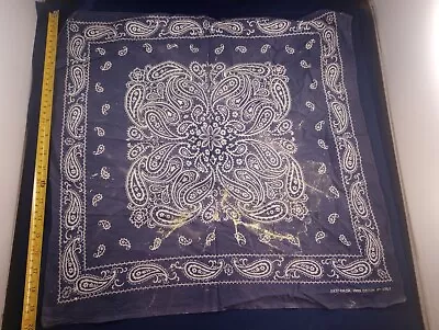 Vtg Blue Fast Color Paisley Distressed Western Biker Bandana Handkerchief *557 • $15