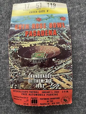 1982 Washington Vs Iowa Rose Bowl Original College Football Ticket Stub • $10