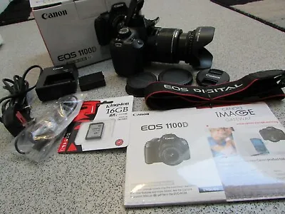 Canon EOS 1100D 12.2MP Digital SLR Camera -Black+ EF-S 18-55mm Macro Lens (rk10) • £220