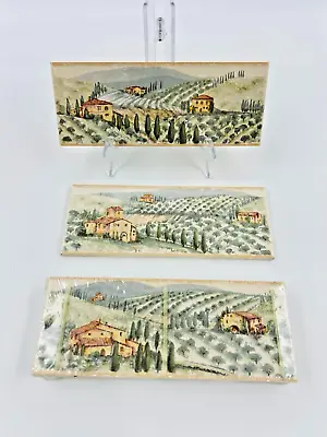 Set Of 5 Vintage Listello Border Accent Tiles Tuscany Vinyards Italy 20 X 7.5cm • $57.60