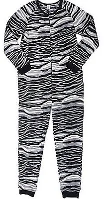 NEW Women's Plush Zebra One Piece Pajama Union Suit Costume SZ L (12-14)  • £13.92