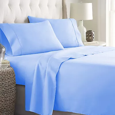 100% Cotton Extra Deep Pocket Marvelous Bedding Sky Blue Solid Choose Item • $89.29