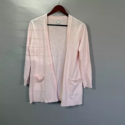 J Crew Sweater Womens Small Pink Cotton Open Cardigan Long Sleeve Pockets Light • $19.99