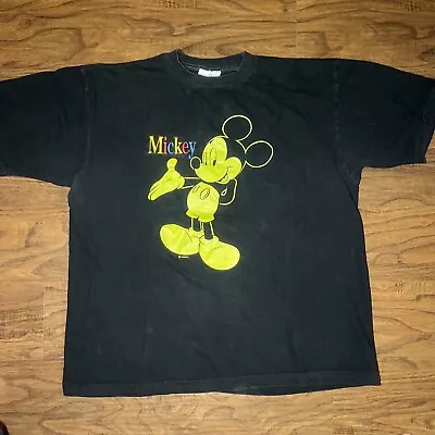 90’s Velva Sheen Large Yellow Mickey Mouse Disney Embroidered Shirt XL • $14.99