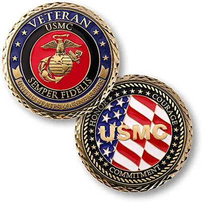 NEW USMC U.S. Marine Corps Veteran Semper Fidelis Challenge Coin . • $15.99