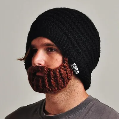 £9.95 • Buy Beanie Hat With Detachable Beard Novelty Beard Hat Face Mask Winter Ski Knit Hat