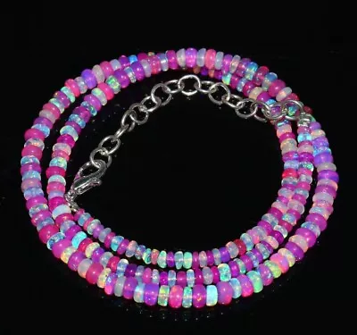 18  Natural Ethiopian Opal Beads Necklace 3-6MM Purple Opal Gemstone  Necklace • $26.99